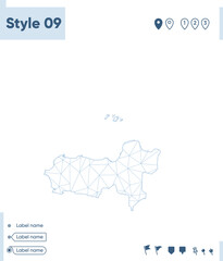 Central Java, Indonesia - white low poly map, polygonal map. Outline map. Vector illustration.