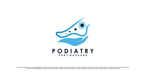 Podiatry feet massage logo design with ankle concept and creative element Premium Vector