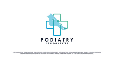 Podiatry logo design for medical clinic center with ankle concept Premium Vector