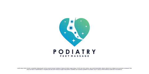 Feet massage logo design with ankle concept and love element Premium Vector