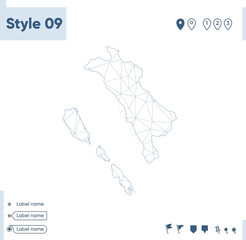West Sumatra, Indonesia - white low poly map, polygonal map. Outline map. Vector illustration.