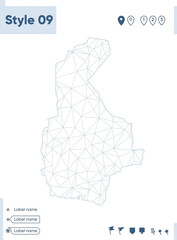 Sistan And Baluchestan, Iran - white low poly map, polygonal map. Outline map. Vector illustration.