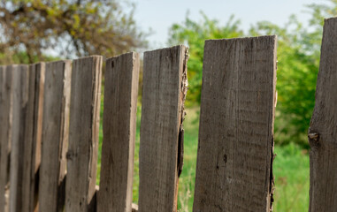 Wooden rustic fence close-up