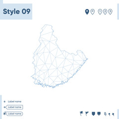 Agder, Norway - white low poly map, polygonal map. Outline map. Vector illustration.