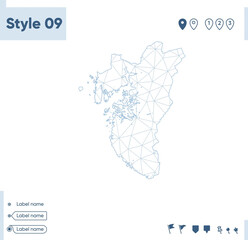 Rogaland, Norway - white low poly map, polygonal map. Outline map. Vector illustration.