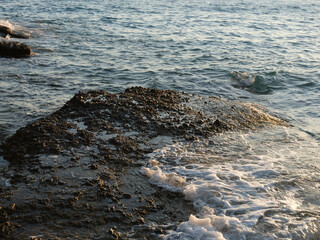 beautiful sea waves crashing on the cliffs