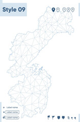 Khabarovsk Territory, Russia - white low poly map, polygonal map. Outline map. Vector illustration.