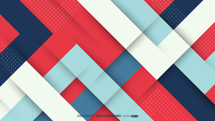 Geometric abstract background. Dynamic colorful shape and shadow on red background