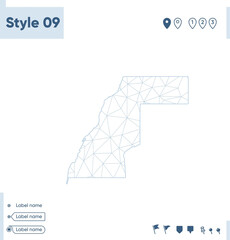 Sahara Occidental - white low poly map, polygonal map. Outline map. Vector illustration.