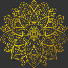 Golden gradient oriental isolated mandala