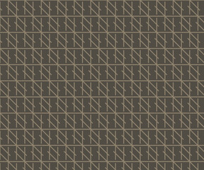 Seamless vector background geometric pattern design. Perfect for fabric textures, wraping paper art and wallpaper illustration. This vector graphic contais a dark grey background and golden line grid