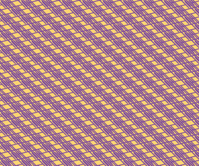 Seamless vector background geometric pattern design. Perfect for fabric textures, wraping paper art and wallpaper illustration. This vector graphic contais a yellow background with a dark purple grid