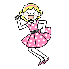 踊る50年代風ファッションの女の子