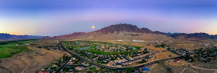 moonrise over a nevada town