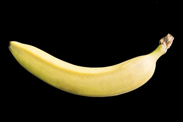 Banana on white background. Fruit is yellow.