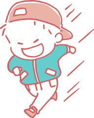 全力で走る子供のイラスト