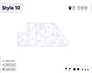 Fototapeta premium Ghanzi, Botswana - white and gray low poly map, polygonal map. Outline map. Vector illustration.