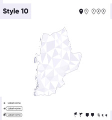 Antofagasta, Chile - white and gray low poly map, polygonal map. Outline map. Vector illustration.