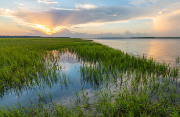 Coastal Sunset Reflections