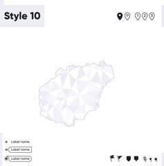 Hainan, China - white and gray low poly map, polygonal map. Outline map. Vector illustration.