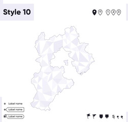 Hebei, China - white and gray low poly map, polygonal map. Outline map. Vector illustration.