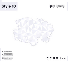 Qinghai, China - white and gray low poly map, polygonal map. Outline map. Vector illustration.