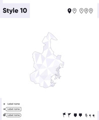 Tianjin, China - white and gray low poly map, polygonal map. Outline map. Vector illustration.