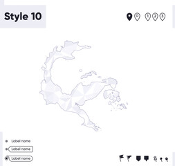 Central Sulawesi, Indonesia - white and gray low poly map, polygonal map. Outline map. Vector illustration.
