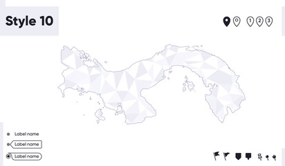 Panama - white and gray low poly map, polygonal map. Outline map. Vector illustration.