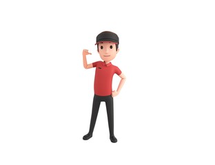 Fast Food Restaurant Worker character pointing to himself in 3d rendering.