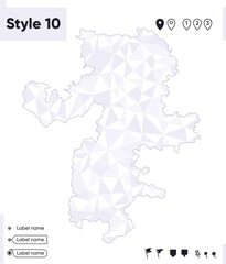 Chelyabinsk Region, Russia - white and gray low poly map, polygonal map. Outline map. Vector illustration.