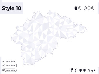 Novgorod Region, Russia - white and gray low poly map, polygonal map. Outline map. Vector illustration.
