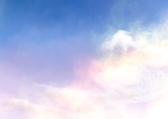 Fototapeta na wymiar メルヘン ファンタジーな青空と雲 背景素材 夢かわいい 綿あめ