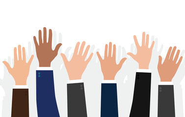 Business people raised up hands vector illustration