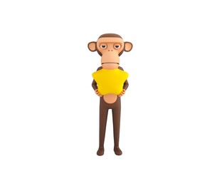 Monkey character holding star in 3d rendering.