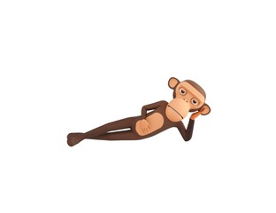 Monkey character lying on floor in 3d rendering.