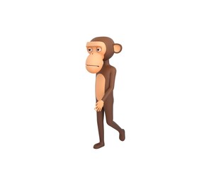 Monkey character walking in 3d rendering.