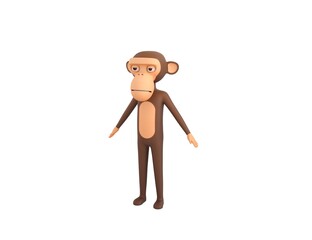 Monkey character standing in T-Pose in 3d rendering.