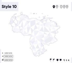 Venezuela - white and gray low poly map, polygonal map. Outline map. Vector illustration.