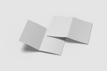 Realistic blank bifold brochure illustration for mockup. 3D Render.