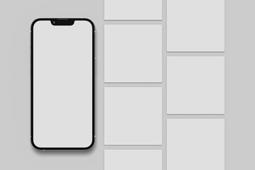 Blank phone illustration. Social media post illustration. 3D Render.
