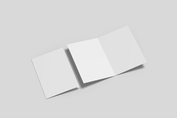 Realistic blank bifold brochure illustration for mockup. 3D Render.