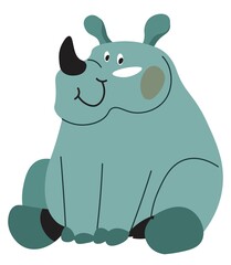 Rhino animal portrait, cartoon character vector