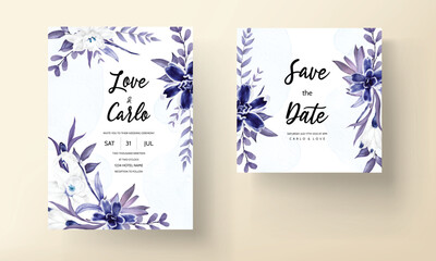 Obraz premium wedding invitation card with beautiful navy floral