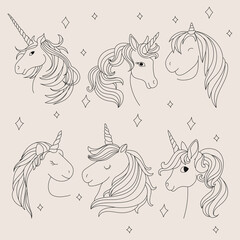 Abstract unicorn Line art design for coloring book 