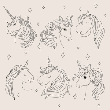Abstract unicorn Line art design for coloring book 