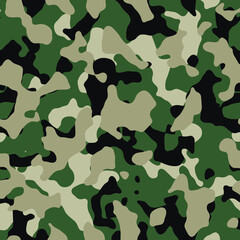 Naklejka premium Camouflage seamless pattern. Abstract military camo background for army and hunting textile print. Vector illustration.