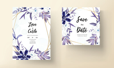 Naklejka na ściany i meble wedding invitation card with beautiful navy floral