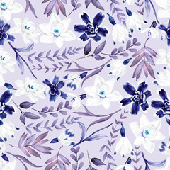 Fototapeta na wymiar beautiful navy floral seamless pattern