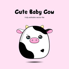 cute little baby cow vector illustration clipart | fully editable